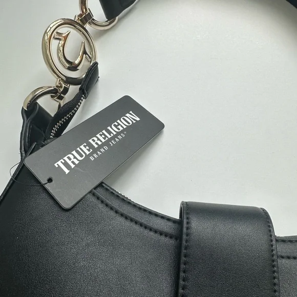 NWT Horseshoe Crescent Purse by True Religion Brand Jean. Shoulder bag. Black. - Picture 3 of 16